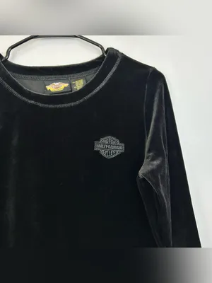 Vintage Harley Davidson Black Velour Long Sleeve Pullover Sweatshirt Size Medium thumbnail 4