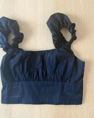 Abercrombie & Fitch Crop Top Scrunchie-Style Straps Shirred Bodice Size Small thumbnail 1