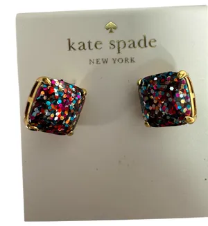 Kate Spade Rise and Shine Glitter Multicolor Gold Stud Earrings NEW in Package thumbnail 1