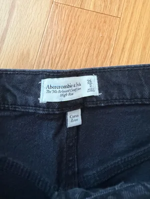 Abercrombie & Fitch Black Frayed High-Rise Denim Shorts thumbnail 3