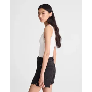 Madewell The Perfect Mid-Length Jean Short Catalani Wash Black Frayed Hem 28 thumbnail 2
