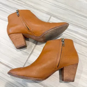 Madewell Boots Size 7.5 Tan Leather Billie‎ Ankle Stacked Heel Coastal Cowgirl thumbnail 9
