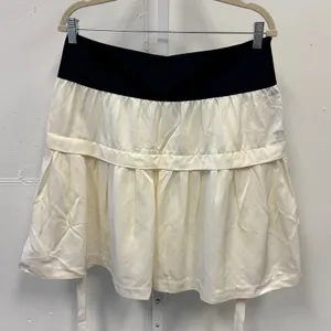 NWT‎ Club Monaco Sue Mini Skirt Tiered Front Tie Off White Black Sz 10 thumbnail 2