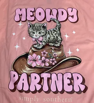 Simply Southern Coral 'Meowdy Partner' Long-sleeve T-Shirt XXL thumbnail 1