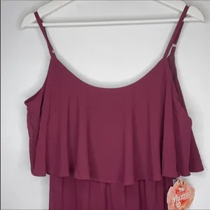 Show Me Your Mumu Caitlin Ruffle Maxi Dress Gown Burgundy Maroon Bridal Long v6x thumbnail 6