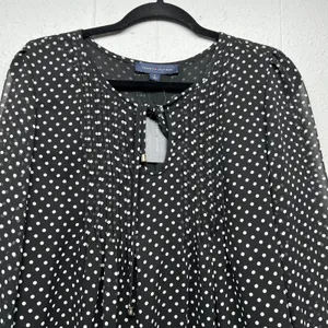 Tommy Hilfiger Polka Dot Babydoll Sheer Top Womens Medium Office Career Formal thumbnail 3