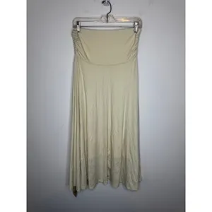 NWT OGL Move Ivory Lime Ruched Waist Flowy Maxi Skirt Size Medium Stretch thumbnail 10