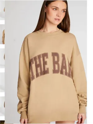 THE BAR Varsity Chocolate Chip, Brown/Tan Crewneck Sweatshirt, Size L thumbnail 2