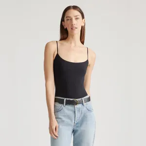 NWOT Quince Cami Second Skin Black Bodysuit Sz XS Adjustable Strap thumbnail 3