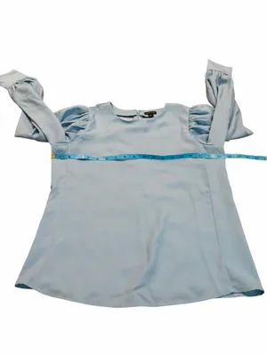 ANN TAYLOR light blue long sleeve blouse thumbnail 3