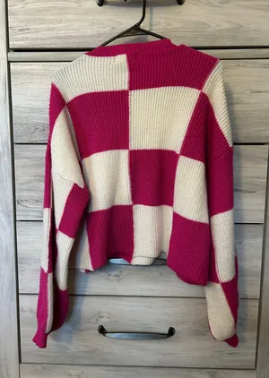 Pink Checkered Sweater thumbnail 2