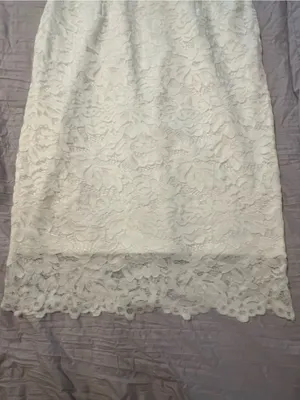 White Lace with Satin Finish Halter Sheath Dress Size M thumbnail 12