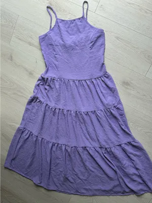Senina, Lilac Tiered Linen blend Maxi Dress with Spaghetti Straps thumbnail 1