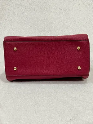 Jessica Moore Berry Red Pebbled Faux Leather Venture Satchel thumbnail 6