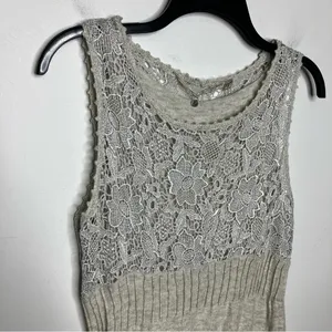 Anthropologie knitted &‎ knotted wool Blend dress gray tan women's size small thumbnail 3