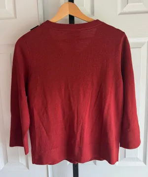 Kate Spade Red Wool Cashmere Beaded Cardigan Women's Size: L thumbnail 2
