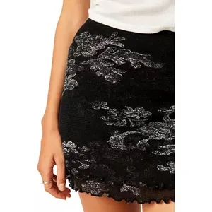 Free People Poppy Mesh Mini Skirt Black & White Floral Size Small Cotton thumbnail 9