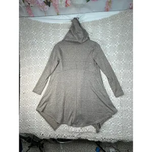 Caution to the Wind Women’s Small Hooded Cardigan Gray Open Front Duster USA NWT thumbnail 5