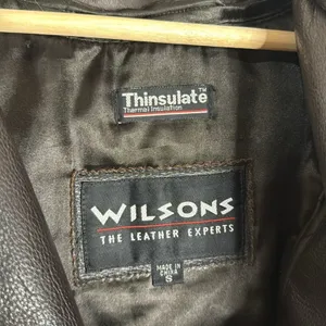 Vtg Wilsons thinsulate Leather jacket Asymmetrical‎ Zip Lined chocolate Brown S thumbnail 11