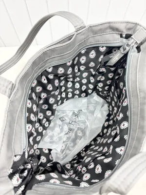 Vera Bradley Gray Quilted Penguin Tote with Red Scarf Accents NEW thumbnail 7