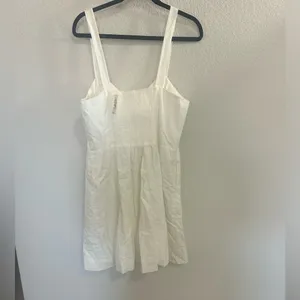 Madewell Denim Square-Neck Sleeveless Mini Dress in Tile White Size 16 thumbnail 8