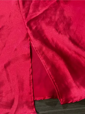 Y2K Vintage Victoria's Secret Red Satin Lace-Trim Chemise thumbnail 3
