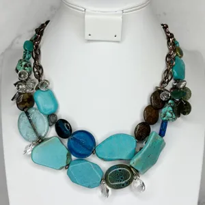 Chico's Chunky Faux Turquoise Statement Necklace 18.5-22.25in ✨ thumbnail 1