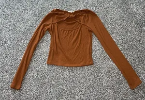 Lush Women's Brown Long Sleeve Crop Top size small‎ thumbnail 1