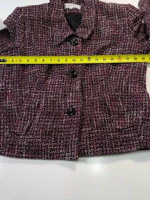 Calvin Klein Plum Tweed Jacket with Black Buttons Size 12 thumbnail 4
