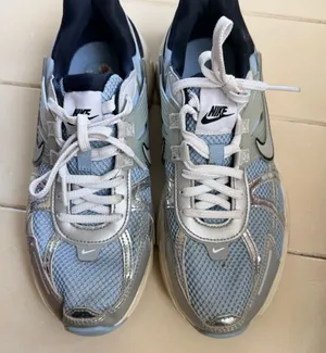 Nike Silver and Light Blue Athletic Sneakers thumbnail 1
