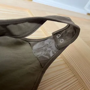 NWT FREE PEOPLE- Luna Square Neck Bodysuit Military Olive Size L/XL thumbnail 7