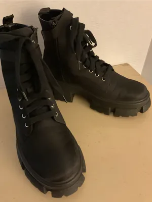 Steve Madden women black canvas nylon platform Combat Boots US 8 thumbnail 4