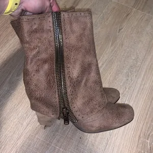 Not Rated brown zip up summer heeled mid calf boots thumbnail 1