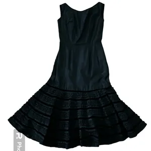 1950s Style Black Velvet Trim Tiered Cocktail Dress Red Tulle Unbranded Small thumbnail 1