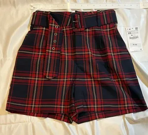 ZARA plaid red checks shorts thumbnail 1