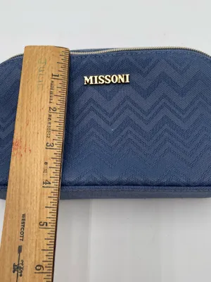 Missoni Small Travel Cosmetic Pouch Delta One Collection Toiletry Bag Blue Gold thumbnail 11