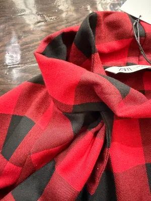 Zara Women’s Plaid Buffalo Fringe Cape thumbnail 3