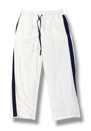 Anthropologie Daily Practice Track Pants Womens L White Navy Wide Leg NWT thumbnail 1