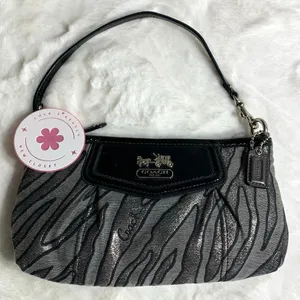 y2k COACH Zebra Silver Print Black Metallic Mini Purse / Wristlet thumbnail 1