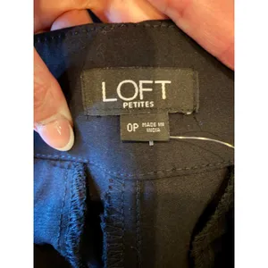 LOFT Pants Women 0 Petite Black NWT High Waist Wide Leg Button Fly Crop Trousers thumbnail 6