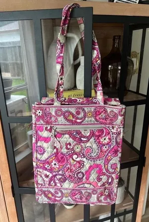Vintage Vera Bradley Laptop Tote Bag Paisley Plaid case travel quilted pockets thumbnail 3