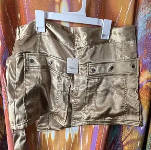 Free People✨ Say My Name Gold Mini Skirt✨ NWT thumbnail 3