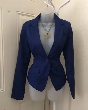 New Look blue single button fitted blazer long sleeve office siren core #2000s #y2k thumbnail 2