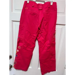Vintage Johnny Was Embroidered Pink Wide Leg Pants Size Small thumbnail 9