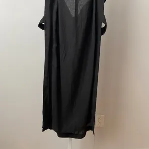 Anthropologie‎ One Size Black Linen Blend Maxi Dress Strappy Open Back Lagenlook thumbnail 3
