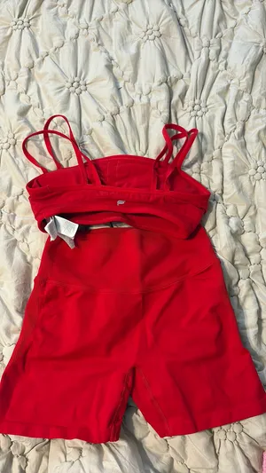 Fabletics Workout Set Matching Red thumbnail 2