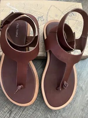 Free People Evie Wrap Coconut Shell Brown Leather T-Strap Sandals thumbnail 2