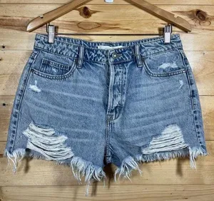 Hidden Women's High-Waisted Denim Destroyed Shorts Frayed Hem Size Large New wit thumbnail 2