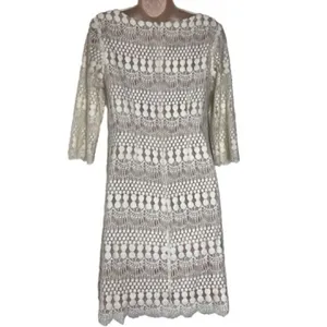 Eliza J Cream Lace Long Sleeve Dress thumbnail 11