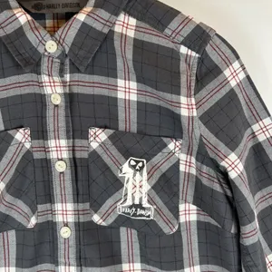 Harley-Davidson Womens Plaid Roll-Tab Button‎ Down Shirt Grey Small NEW thumbnail 11